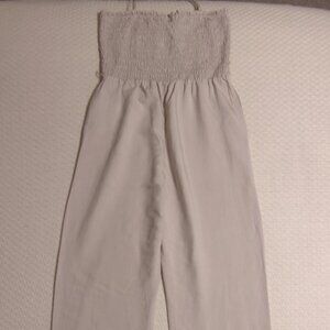 Intermix Womens Smocked Textured Sleeveless Slip-On Jumpsuit Creme Size 14